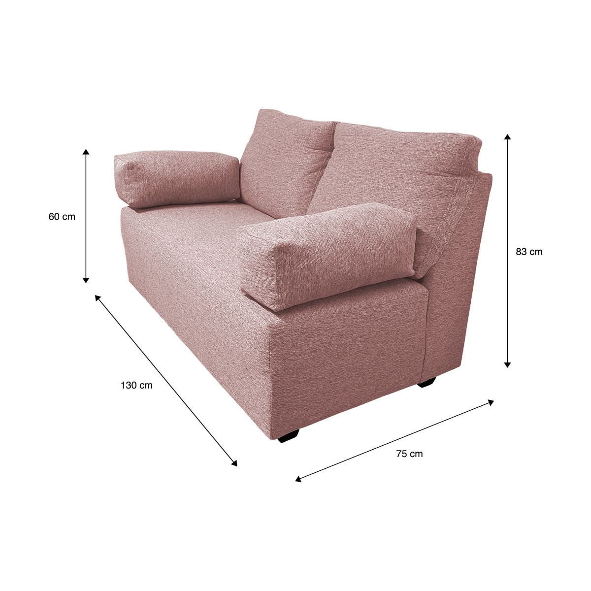 GENERICO - SOFA ELLE 2 CUERPOS CHENILLE PALO ROSA