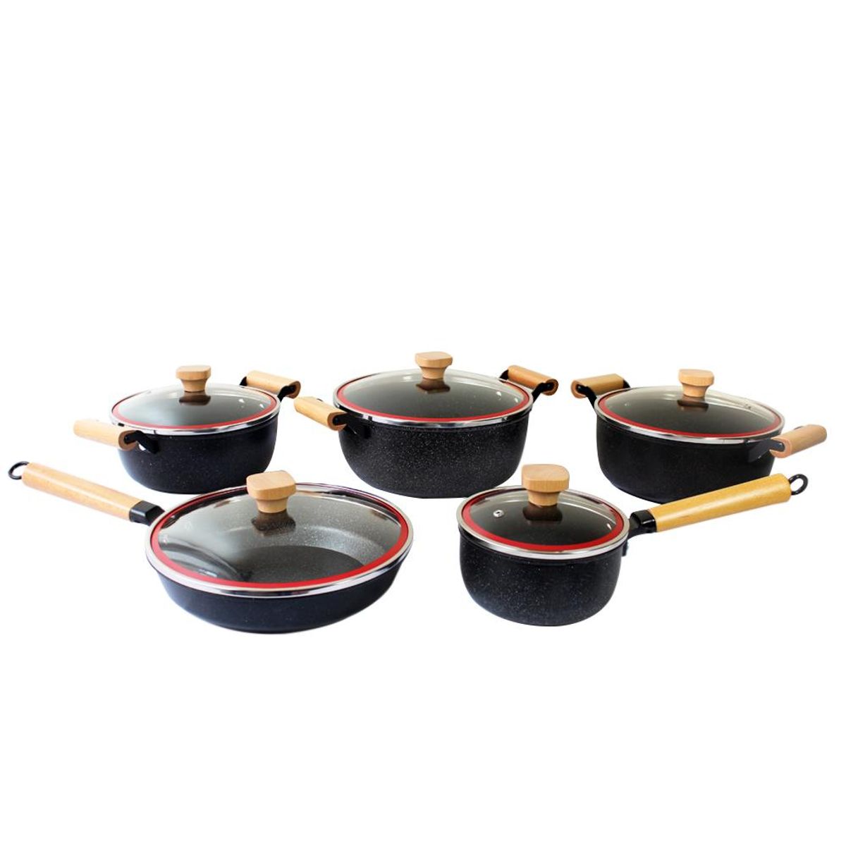 GENERICO - Juego de Ollas Ceramica Granito 10 piezas