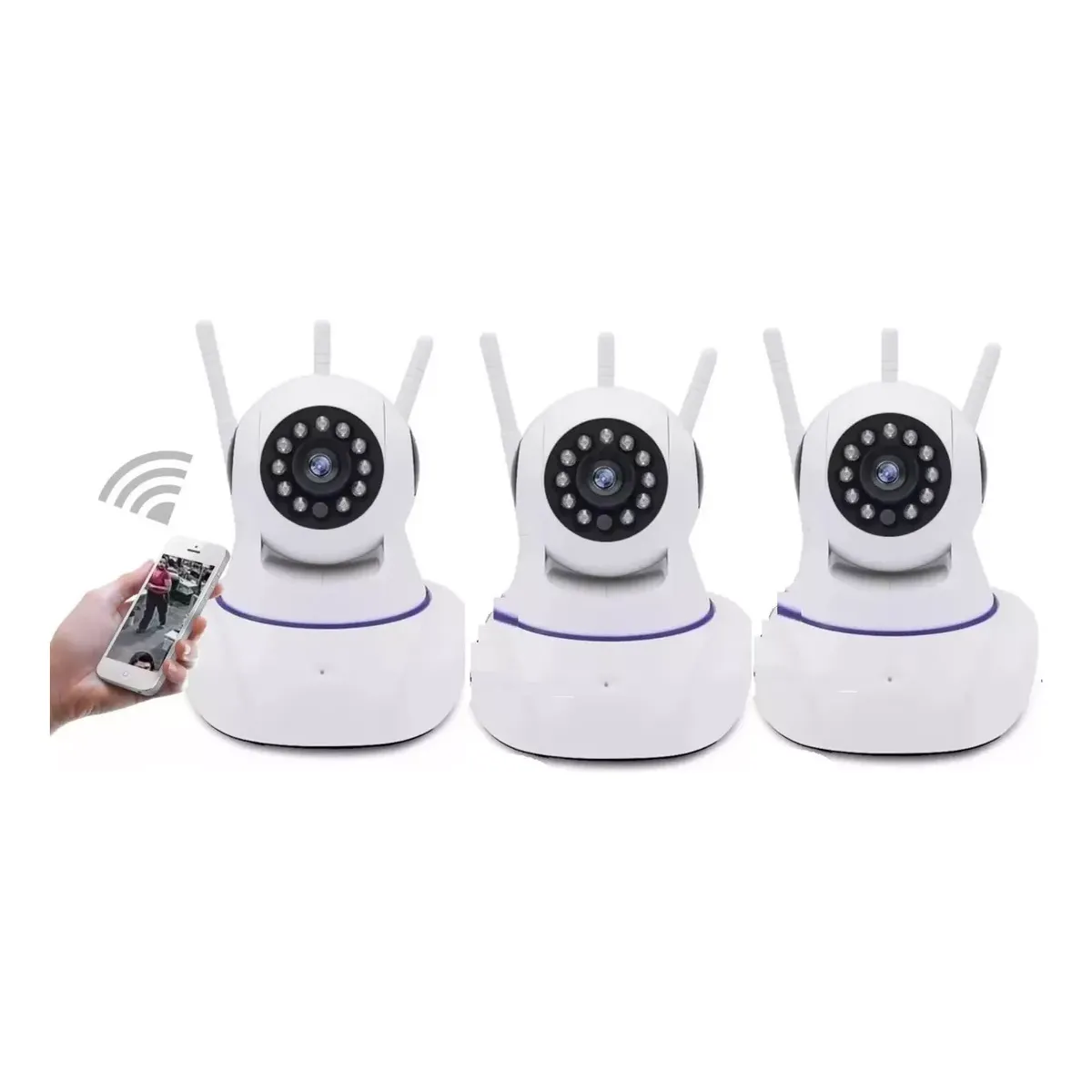 SHOP EHOME BAG - Cámaras Seguridad Ip 360° Wifi Hd Visión Nocturna Color Blanco Pack X3