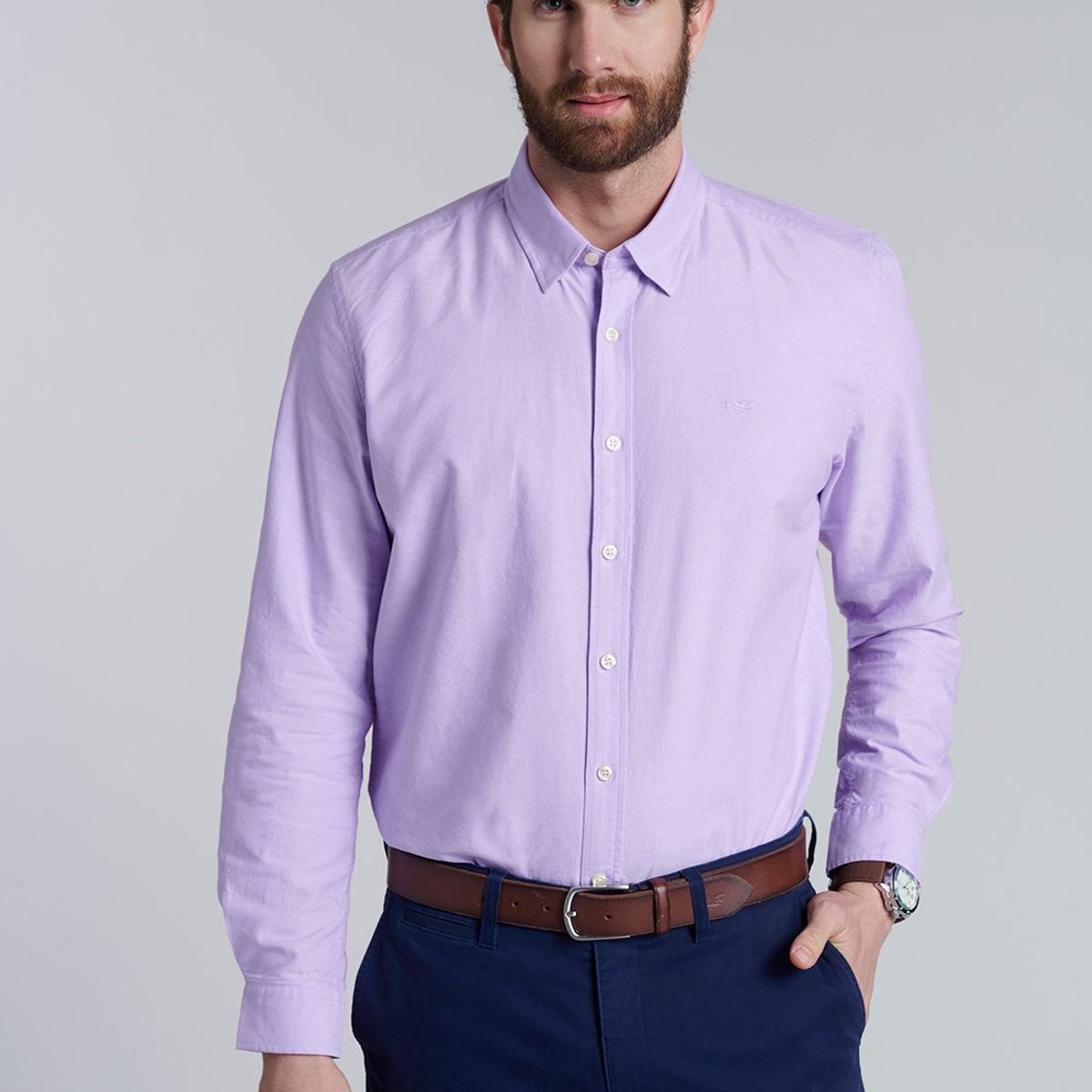 FEROUCH - Camisa Sport Oxford Morado Ferouch