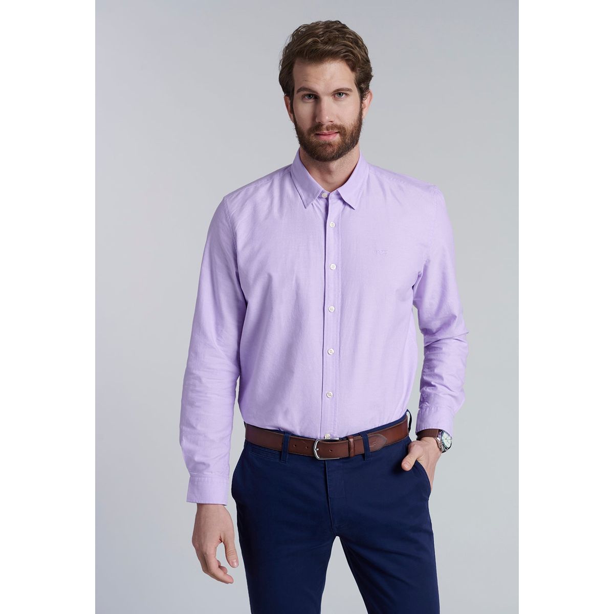 FEROUCH - Camisa Sport Oxford Morado Ferouch