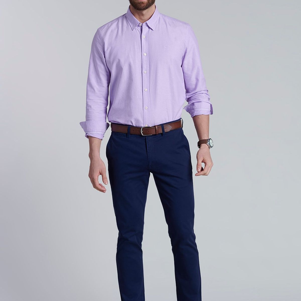 FEROUCH - Camisa Sport Oxford Morado Ferouch