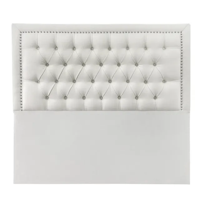 ESPACIO HOGAR - Respaldo de Cama Capitoné Frame Tachas Lino Crema - Queen