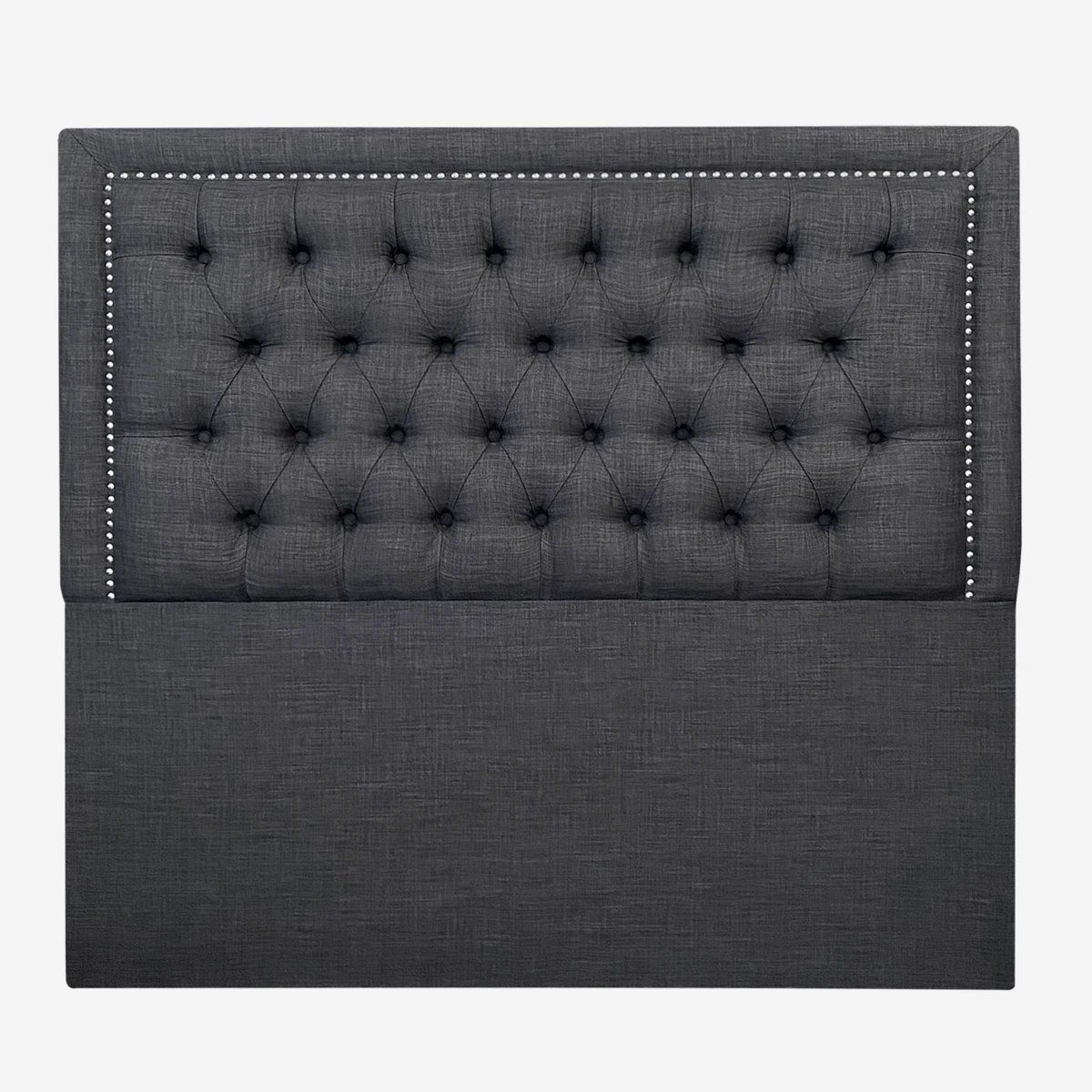 ESPACIO HOGAR - Respaldo de Cama Capitoné Frame Tachas Lino Grafito - Queen