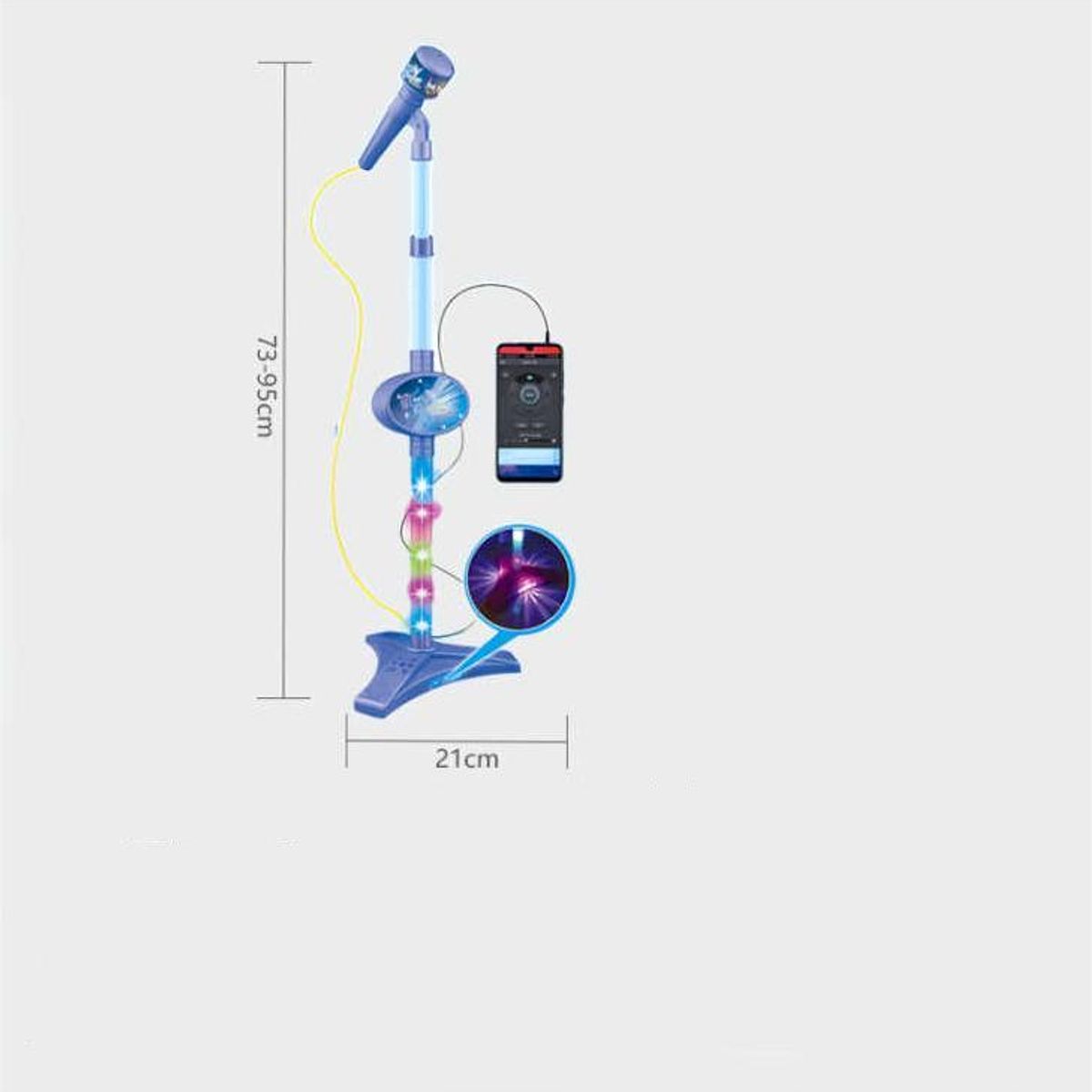 GENERICO - Set Guitarra Microfono Pedestal Juguete Mp3 Luces Azul
