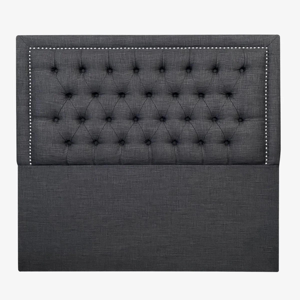 ESPACIO HOGAR - Respaldo de Cama Capitoné Frame Tachas Lino Grafito - Super King