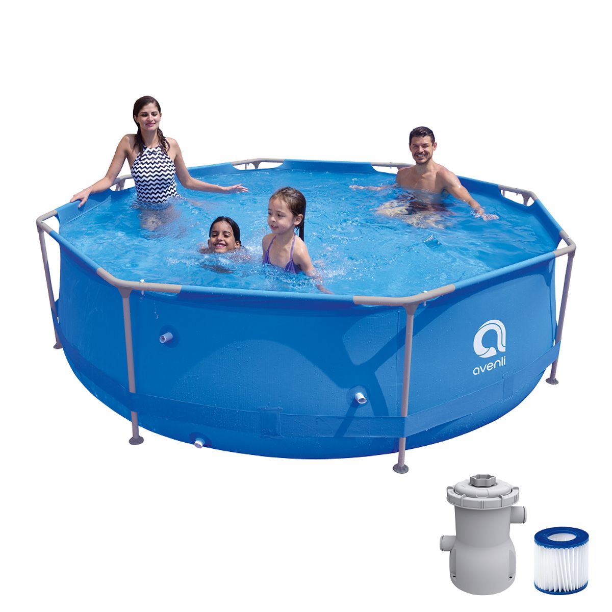 AVENLI - Piscina estructural redonda 300x76cm con accesorios