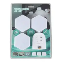GENERICO - Pack De 3 Luces Led Hexagonal Con Control Remoto