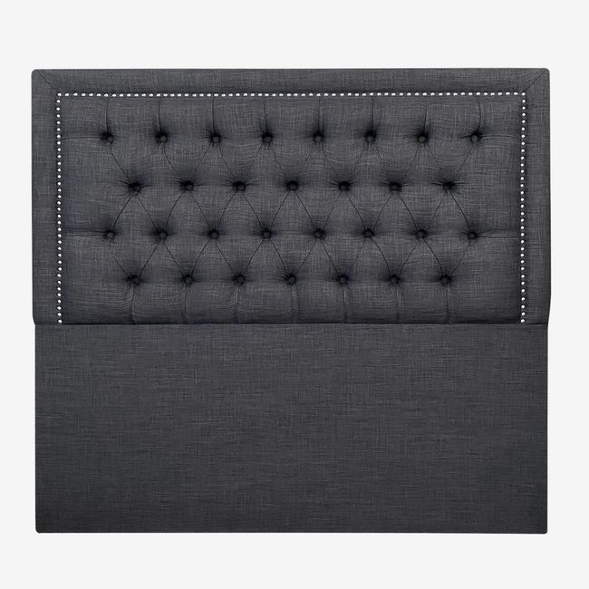 ESPACIO HOGAR - Respaldo de Cama Capitoné Frame Tachas Lino Grafito - King