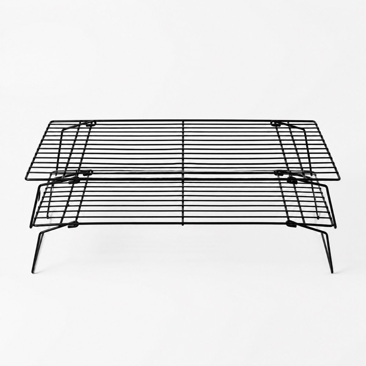 HOMESTAR - Rejilla enfriadora antiadherente plegable de 2 niveles negro