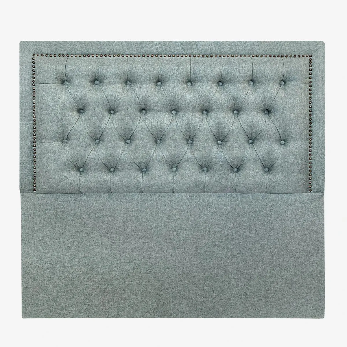 ESPACIO HOGAR - Respaldo de Cama Capitoné Frame Tachas Lino Verde Jeans - 1 Plaza