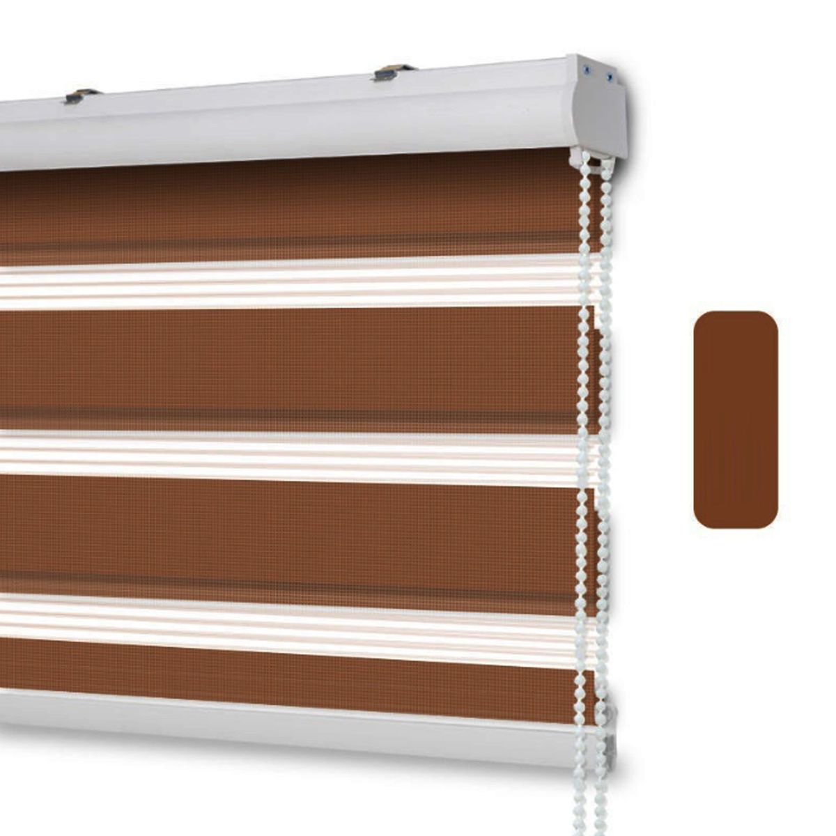 GENERICO - Roller Duo con Cenefa  140 x 200 - Cortina Chocolate