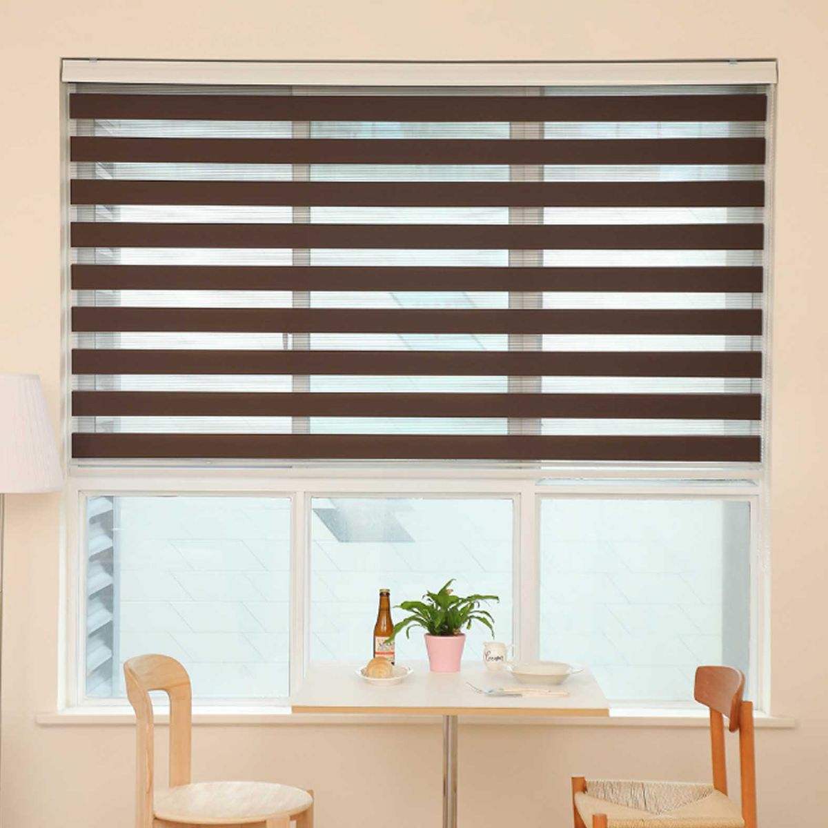 GENERICO - Roller Duo con Cenefa  140 x 200 - Cortina Chocolate