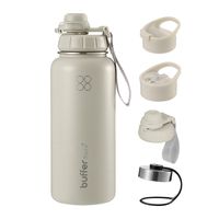 Termo Botella Agua Termica Acero Inox + Tapas - Crema