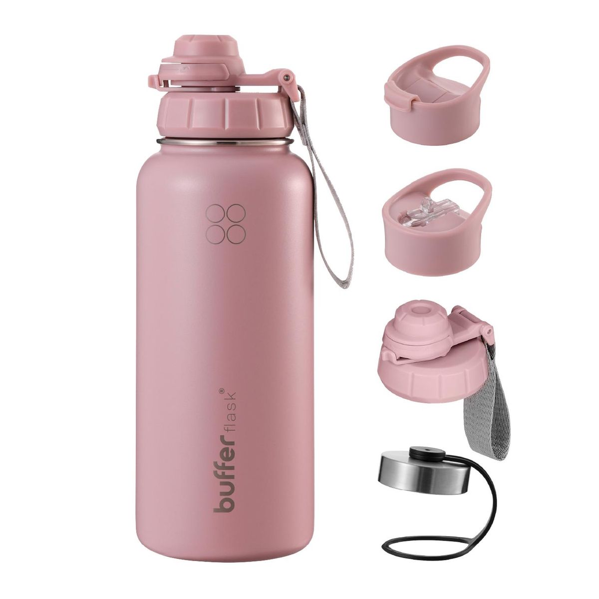 BUFFER FLASK - Termo Botella Agua Termica Acero Inox + Tapas - Rosa