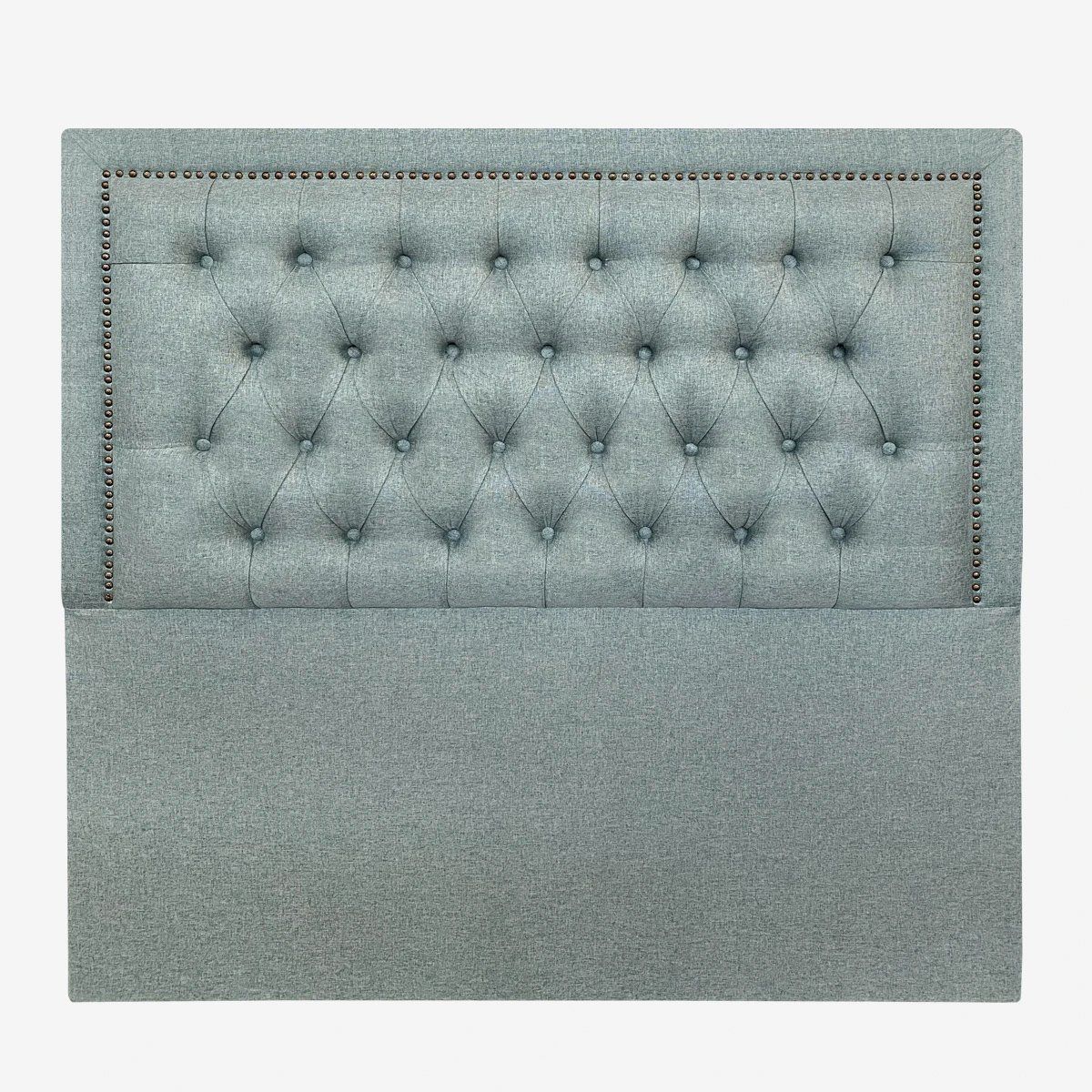 ESPACIO HOGAR - Respaldo de Cama Capitoné Frame Tachas Lino Verde Jeans - 2 Plazas