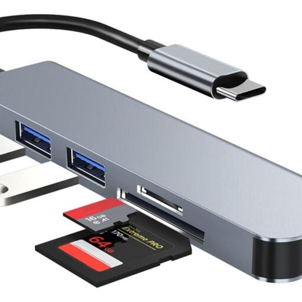 IMPORTCLICK - HUB C 5 en 1 2 Lectores Tarjeta USB