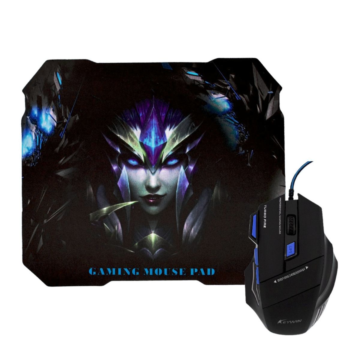 IMPORTCLICK - Kit Mouse Gamer Mousepad Ergonomico Azul