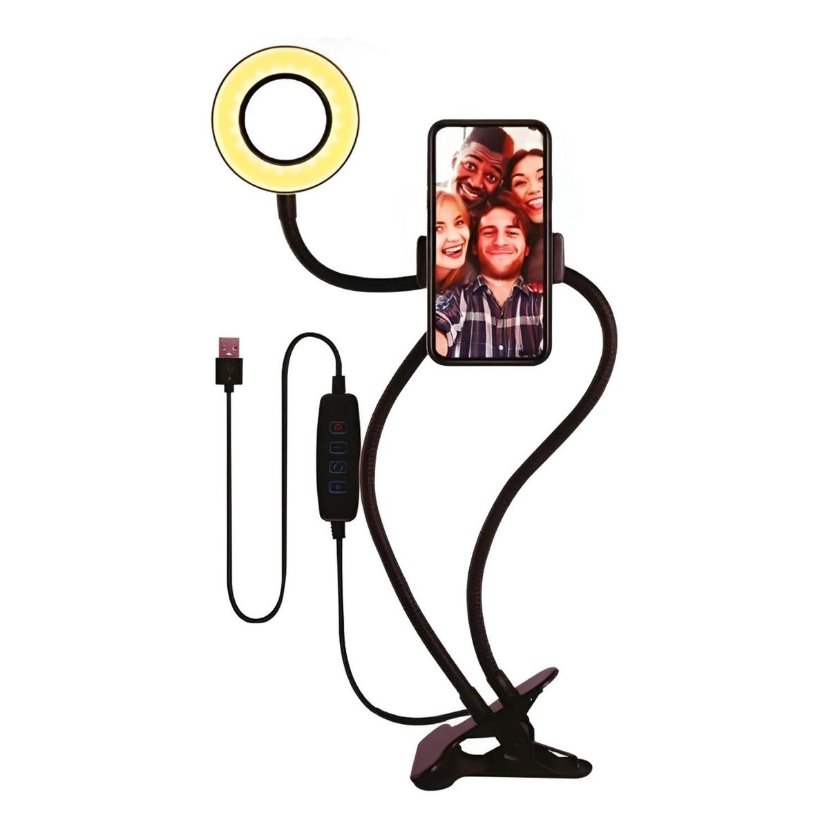IMPORTCLICK - Soporte Clip Aro Luz 10 Cm Smartphone Flexible