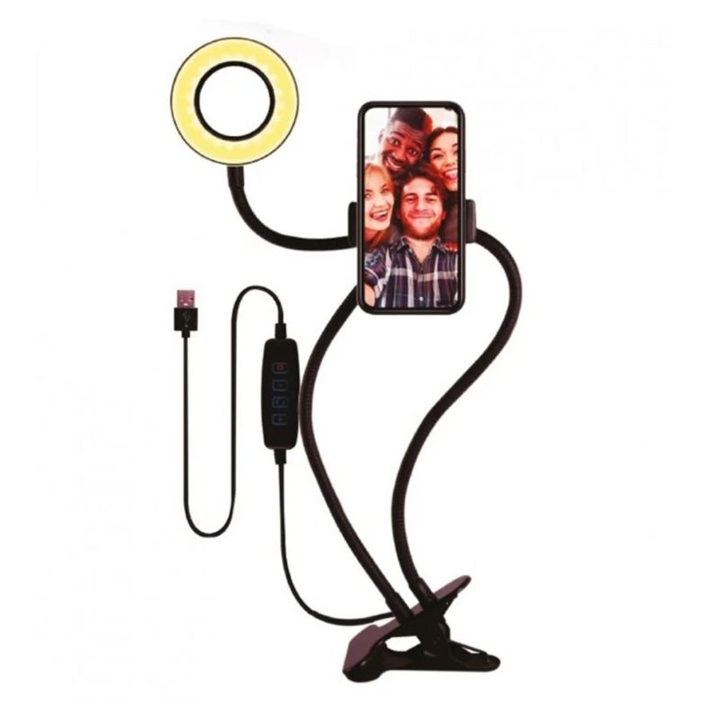 IMPORTCLICK - Soporte Clip Aro Luz 10 Cm Smartphone Flexible