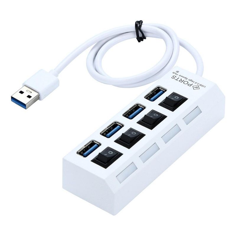 IMPORTCLICK - Hub USB 2.0 Con Switch Con 4 Puertos Blanco