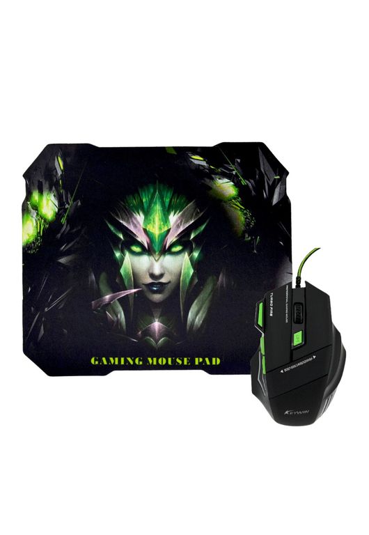 Kit Mouse Gamer Mousepad Ergonomico Verde