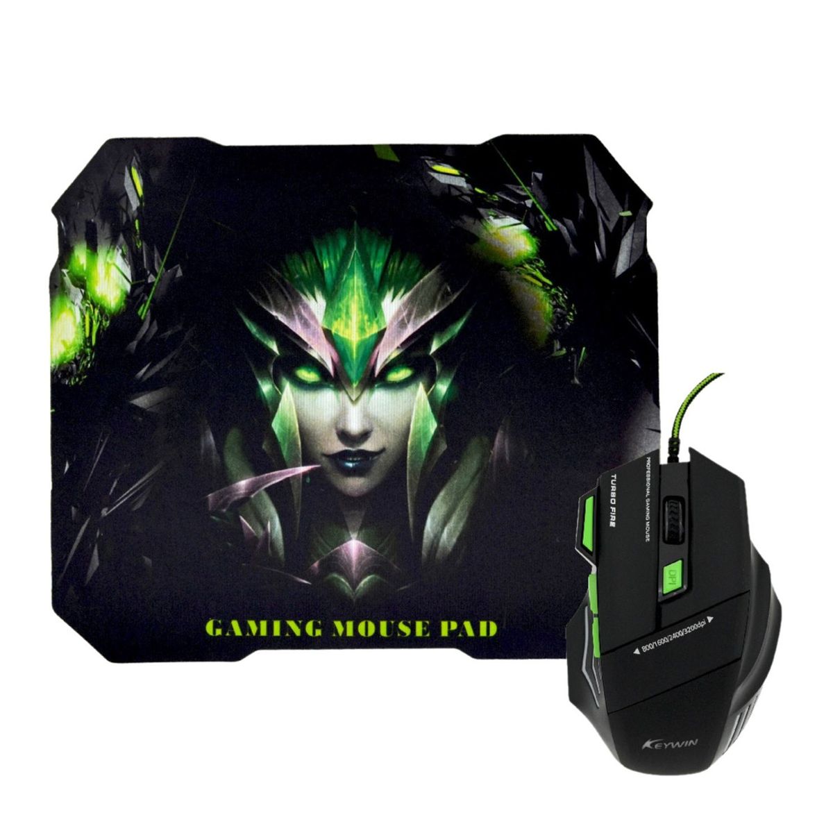 IMPORTCLICK - Kit Mouse Gamer Mousepad Ergonomico Verde