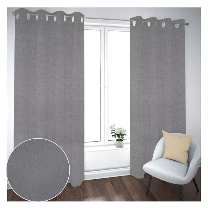 GENERICO - Cortina Black Out 2 Paños Decorativa Gris liso N°33 (140X230)