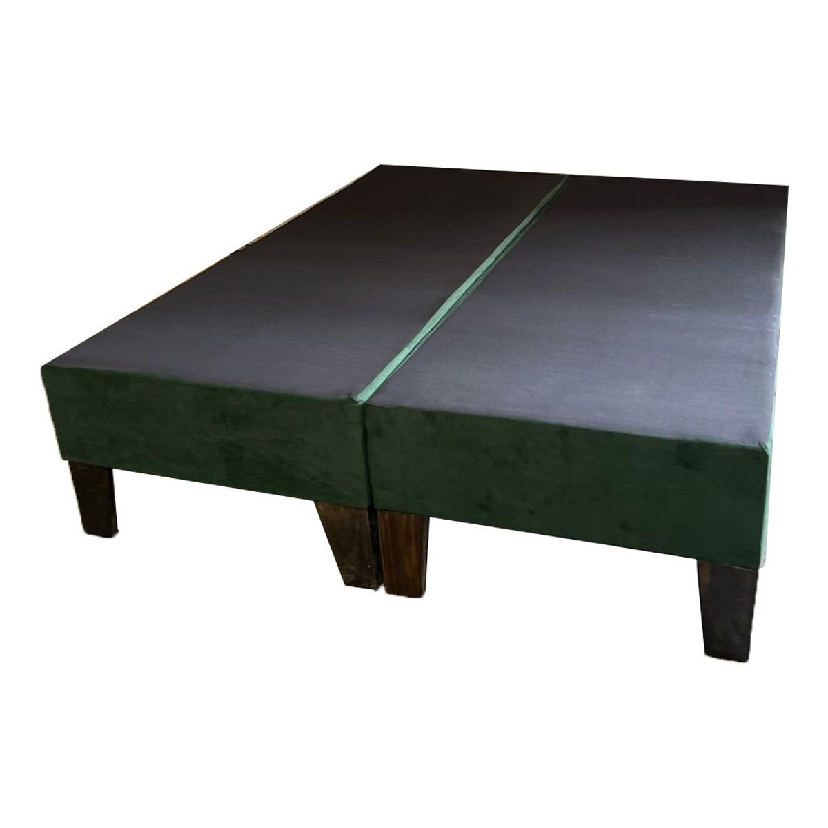 MUEBLES HVM - Base HVM 2 Plazas BD Felpa Verde Orcuro Pmadera