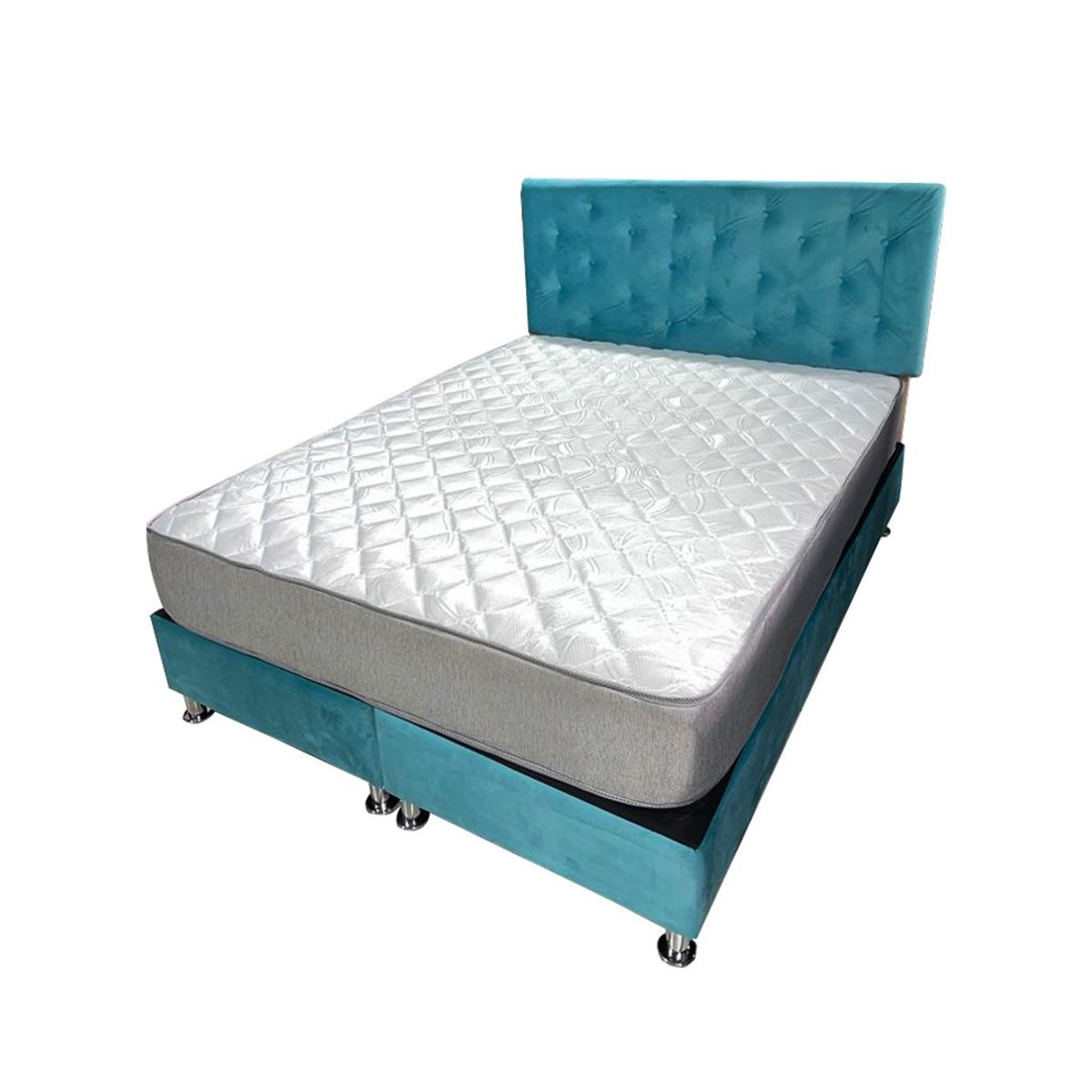 MUEBLES HVM - Cama HVM Full Calipso Felpa Pmetal
