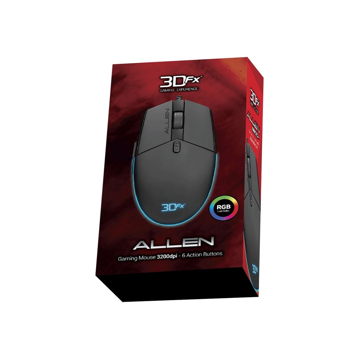 3DFX - Mouse Gamer 3200dpi Iluminación Rgb Allen Mouse - SC