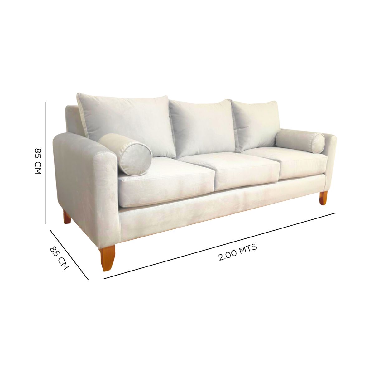 GENERICO - SOFA INDU 3 CUERPOS CHENILLE CREMA