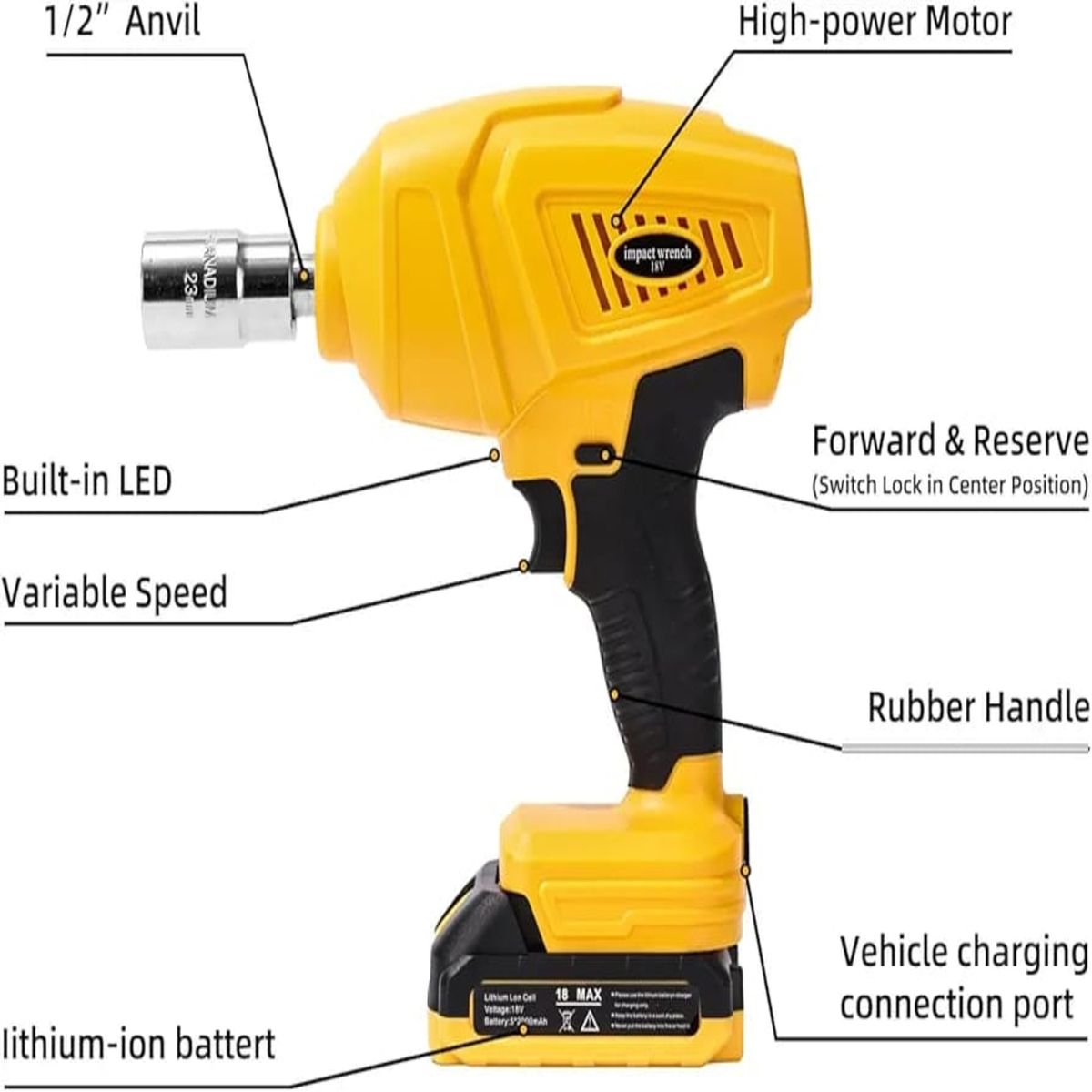 JM IMPORT - Gato eléctrico para automóvil de 18 V, 5 toneladas,