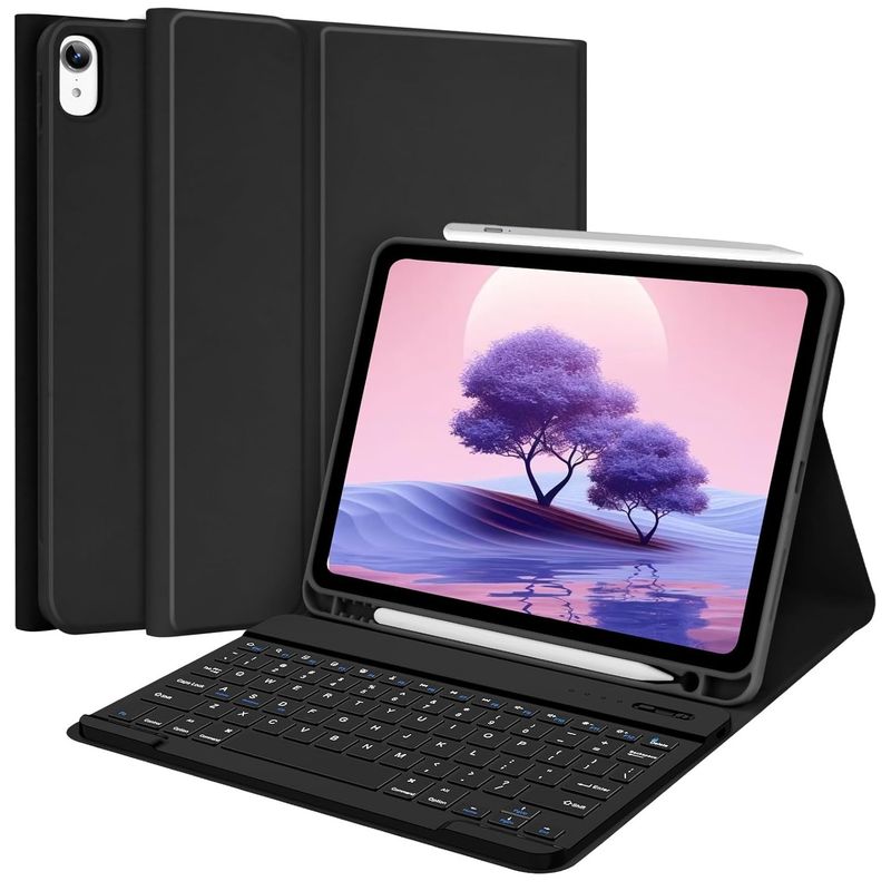 GENERICO - Funda Con Teclado Para iPad Air M2 2024 de 11 Español Negro