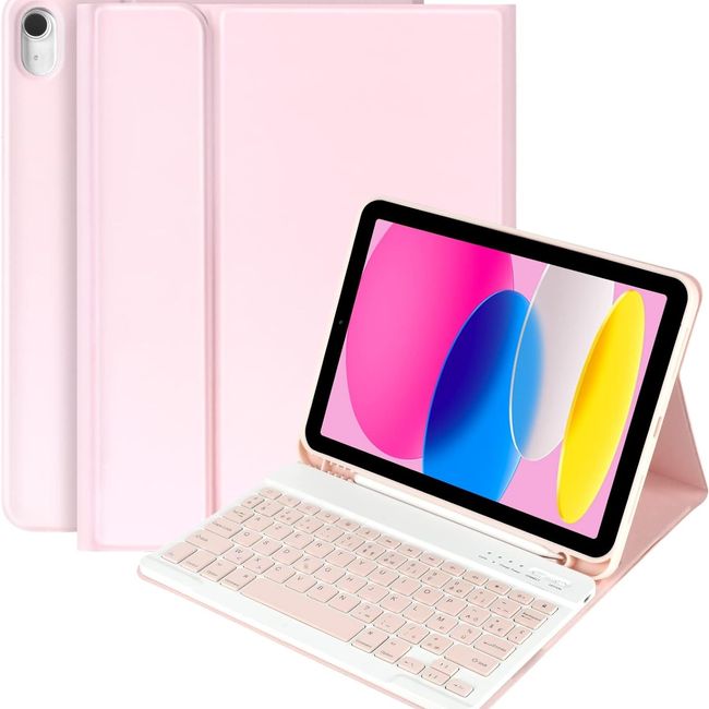 GENERICO - Funda Con Teclado Para iPad Air 5 10.9 Español Rosa