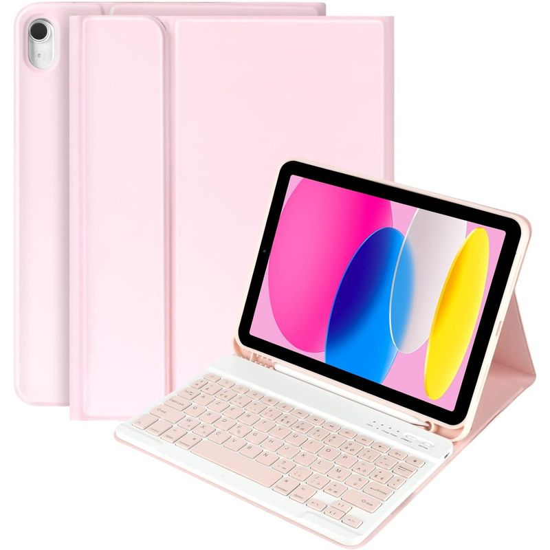 GENERICO - Funda Con Teclado Para iPad Air 5 10.9 Español Rosa