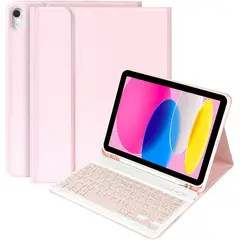 GENERICO - Funda Con Teclado Para iPad Air 5 10.9 Español Rosa
