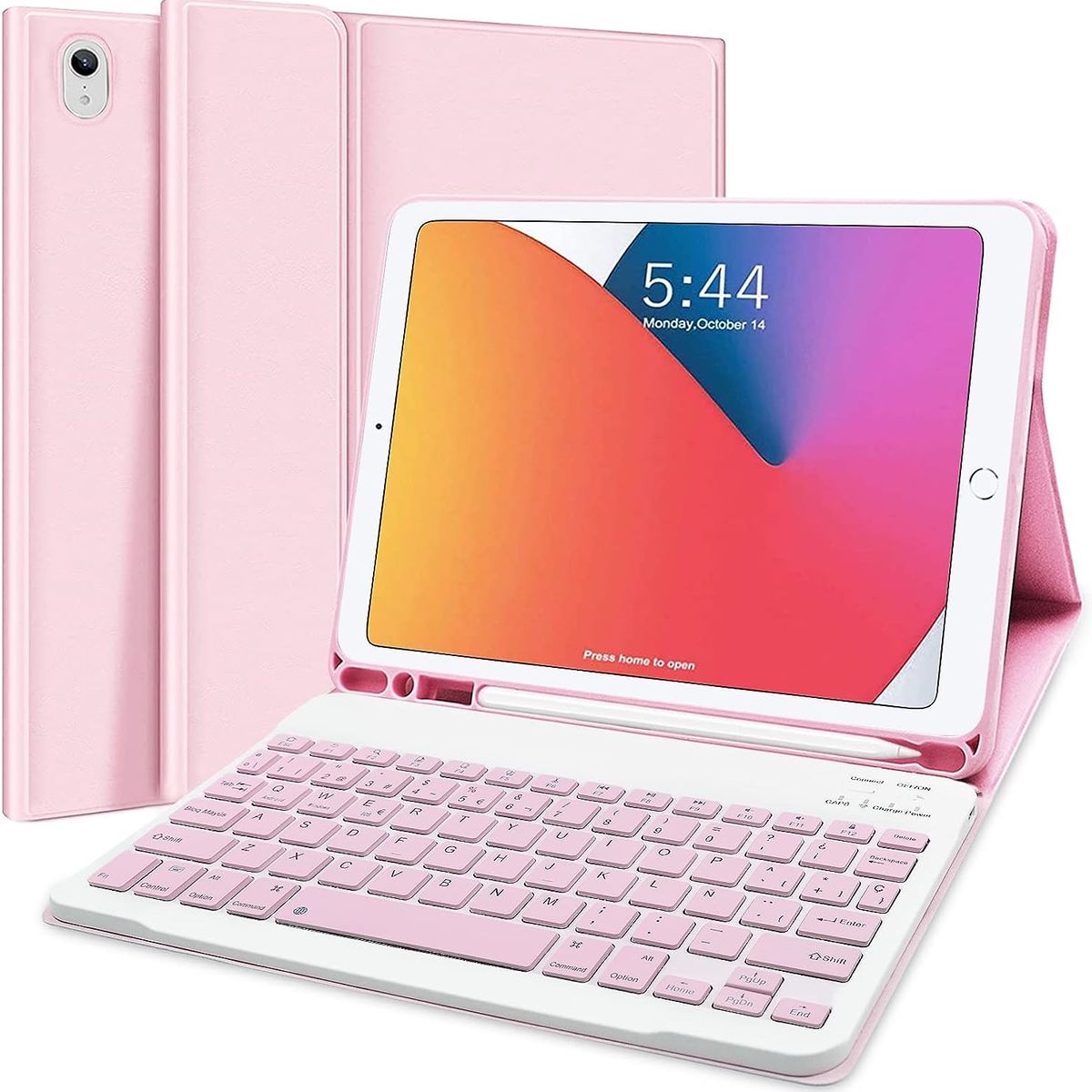 GENERICO - Funda Con Teclado Para iPad 10.2 Español Rosa