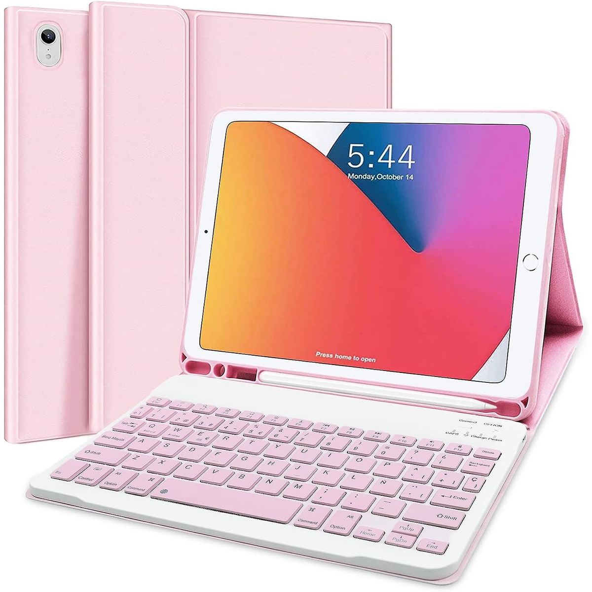 GENERICO - Funda Con Teclado Para iPad 10.2 Español Rosa