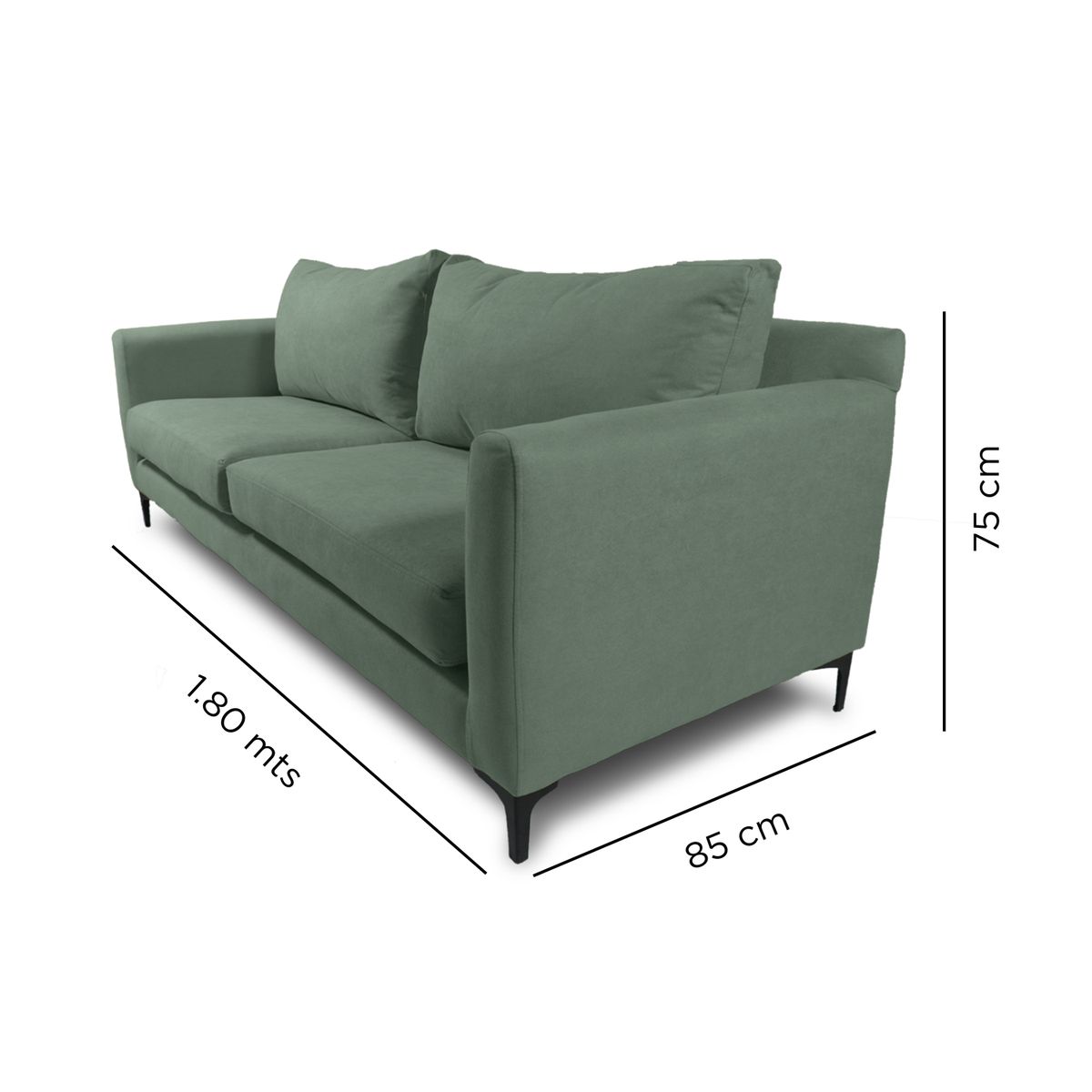 GENERICO - SOFA ELENA 2 CUERPOS FELPA VERDE