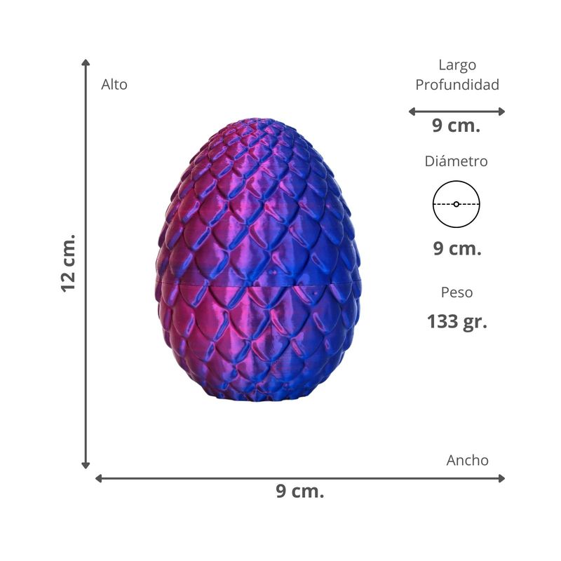 SOLEIO - Juguete Dragón Huevo Sorpresa Impresión 3D Morado