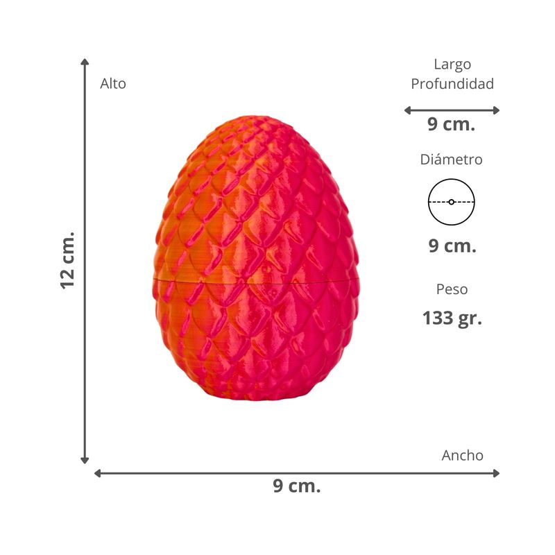 SOLEIO - Juguete Dragón Huevo Sorpresa Impresión 3D Rojo