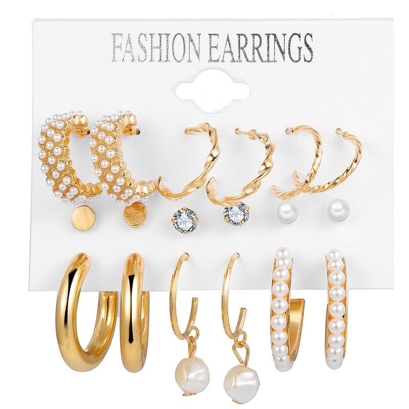 OEM - Pack 9 Pares Aros Zarcillos Aretes De Acero Inoxidable Dorado