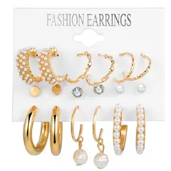 OEM - Pack 9 Pares Aros Zarcillos Aretes De Acero Inoxidable Dorado