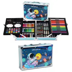 KUANGYE - Kit Dibujo Niño 145 Piezas Pintura Arte En Maleta Aluminio