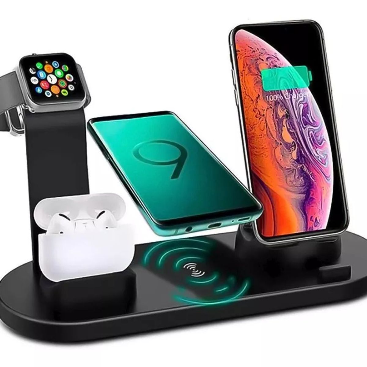 KUANGYE - Cargador Inalambrico 10w Estación Para iPhone 3 En 1