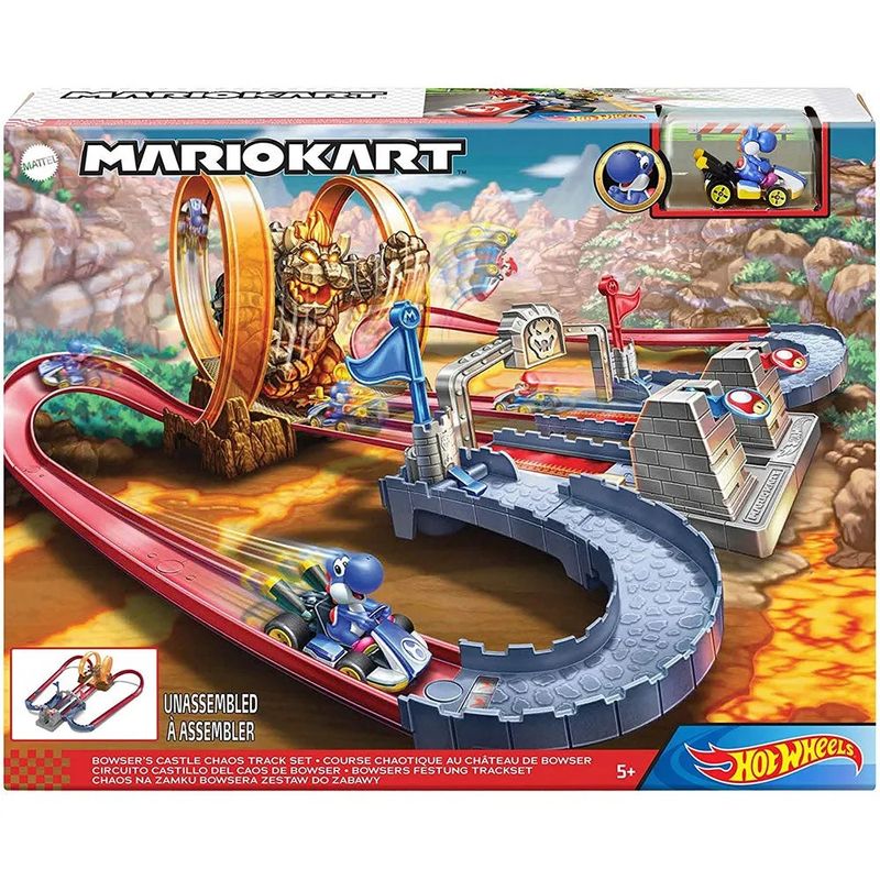HOT WHEELS - Mario Kart- Hot Wheels- Pista de juguete Castillo de Bowser