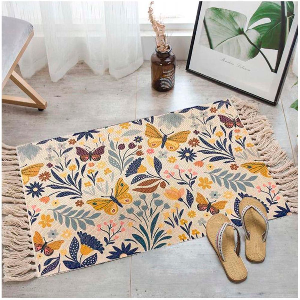 GENERICO - Bajada de cama Kilim de estilo etnico 60x90 cm.