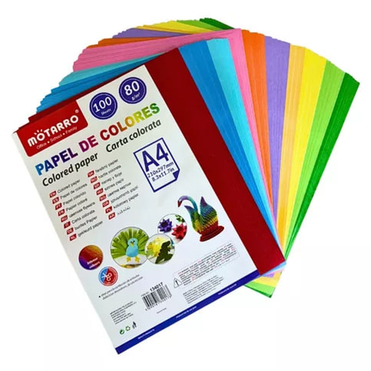 MOTARRO - Papel De Colores A4 80 g Lisa De 100 Hojas Colores Varios