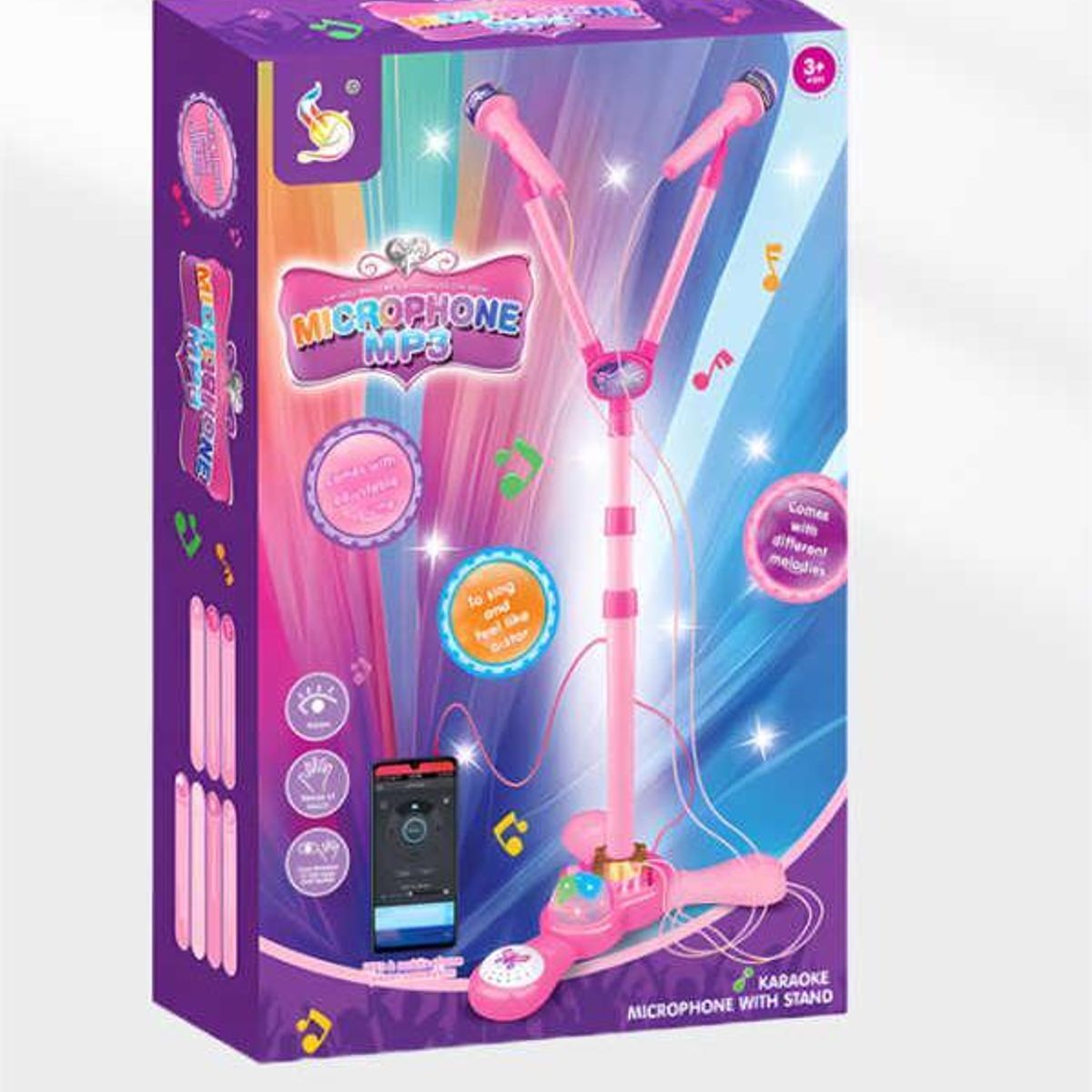 GENERICO - Microfono Pedestal Juguete Mp3 Con Luces Infantil rosado